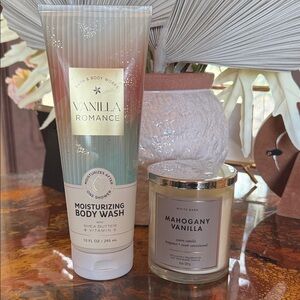 B&BW Vanilla Romance Body Wash & Mahogany Vanilla Candle